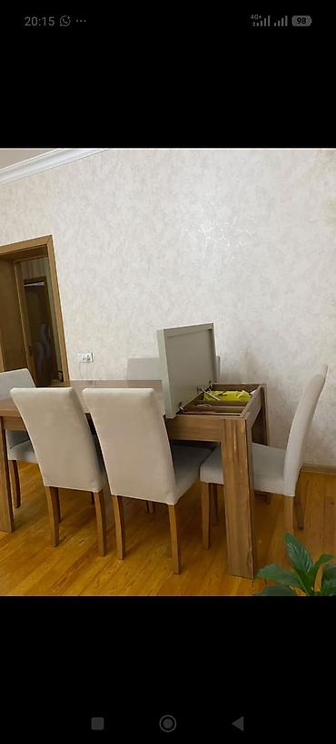Qonaq otağı üçün, İşlənmiş, Açılan, Dördbucaq masa, 6 stul