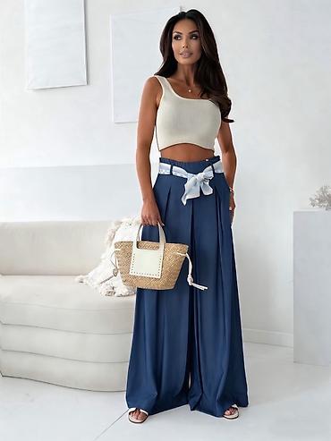 leopard pantalone: Ženske široke pantalone sa maramom – dva tona plave
S M L
2400 din — 1