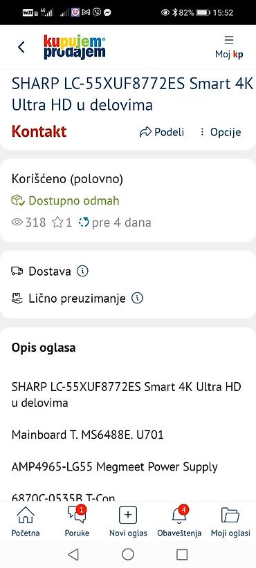 Aksesoari za TV i video: SHARP LC-55XUF8772ES Smart 4K Ultra HD – delovi Dostupne originalne — 11