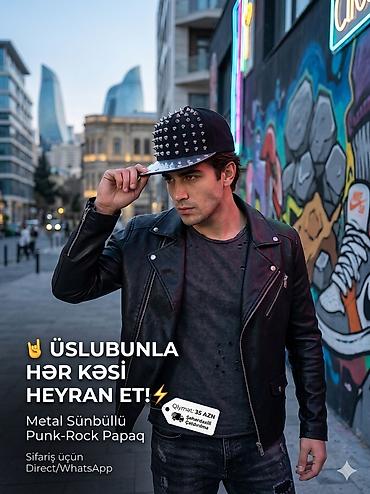 Metal sünbüllü punk-rock papaq - Rəng: qara - Dizayn: üst hissədə sıx