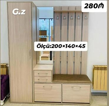 Dəhliz üçün çoxfunksiyalı mebel dəsti. - Material: açıq ağac