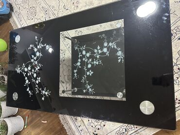приставной стеклянный столик: Журнальный Стол, цвет - Черный, Б/у