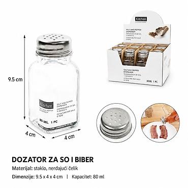 KMT Staklena boca 5412033 Praktičan kuhinjski dozator za so, biber i