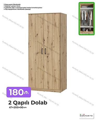 Mebel: 2 qapılı paltar dolabı - Ölçü: 47×200×90 sm - Material: 18 mm laminat — 1