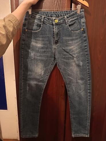 qara cins şalvar: Uniseks mavi denim cins şalvar - Kəsim: dar/skinny siluet, qıçlara — 2