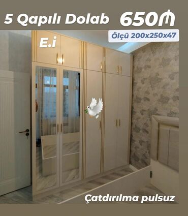 plasik qapi: Yeni, Açılan, 5 qapı Düz dolab, Qarderob, paltar dolabı