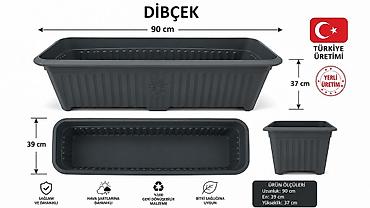 Bitkilər üçün dibçəklər: Dibcek – Türkiyə istehsalı keyfiyyətli gül əkən qab Bağ, balkon, həyət — 1