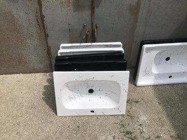 Çanaqlar, tülpanlar: Mərmər naxışlı tezgahüstü əl-üz yuma qabları - Material: parlaq — 2