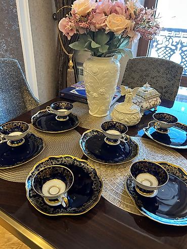 çay servisi: Çay dəsti, rəng - Göy, Kobalt, Weimar, 6 nəfərlik, Almaniya — 1