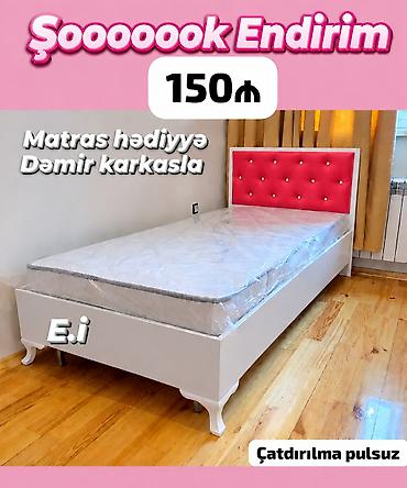 Tək nəfərlik çarpayı – dəmir karkaslı, ağ gövdə və zərif oyma ayaqlar lalafo.az -da Tək nəfərlik çarpayı – dəmir karkaslı, ağ gövdə və zərif oyma ayaqlar