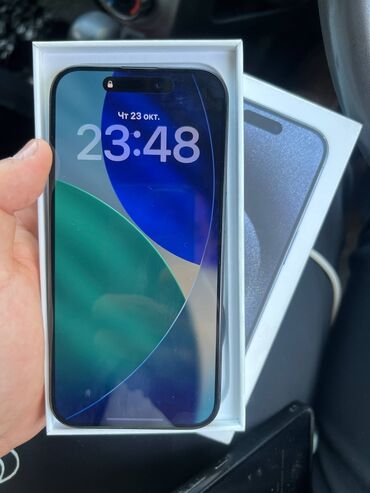 заказать бесплатный айфон: IPhone 15 Pro, Колдонулган, 256 ГБ, Blue Titanium, Куту, 91 %