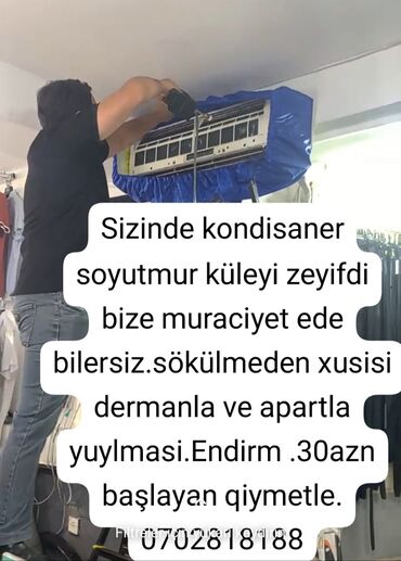 kondisioner ustasi: Təmir, Split kondisionerlər, Təmizləmə