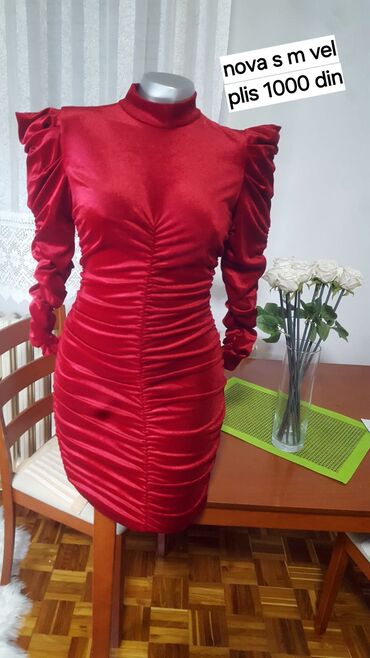 butik haljine: S (EU 36), M (EU 38), color - Burgundy, Other style, Long sleeves