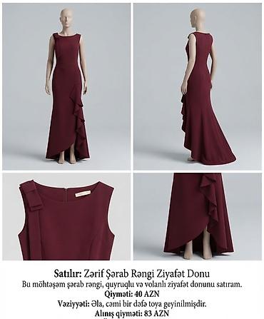 Zərif Şərab Rəngi Ziyafət Donu ​Bu möhtəşəm şərab rəngi, quyruqlu və