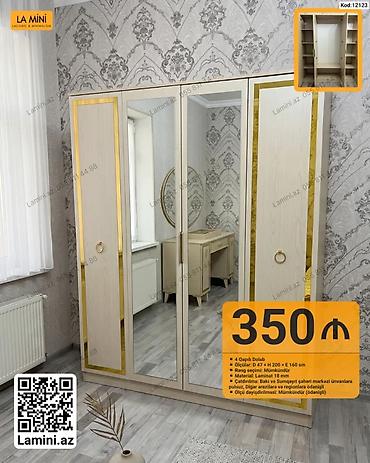 Dolablar: 4 qapılı paltar şkafı – kod: 12123 - Material: 18 mm laminat - — 1