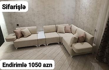 divan sifariş: Sifarişlə hazırlanən künc divan dəsti. - Bej rəngli, müasir minimal — 1