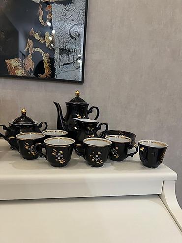 samovar cay: Çay dəsti, rəng - Qara, Farfor — 7
