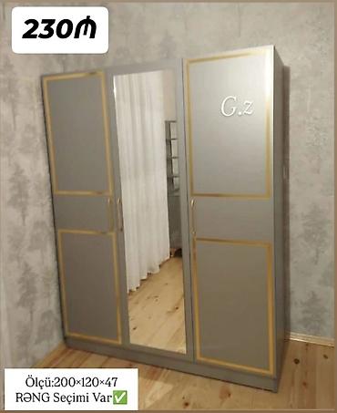 soba: Güzgülü 3 qapılı şkaf - Ümumi ölçü: 200 × 120 × 47 sm - Orta qapıda — 1