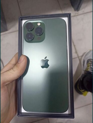 13 pro айфон: IPhone 13 Pro Max, Колдонулган, 256 ГБ, Жашыл, Кабель, Куту