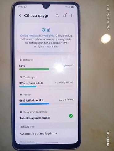 iphone ilə barter: Samsung Galaxy A33 5G, 128 GB, rəng - Göy, Barmaq izi — 6