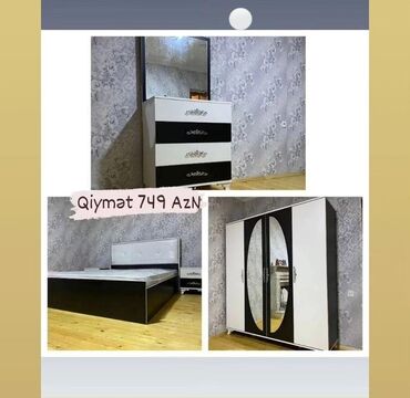 modern mebel yataq desti: Двуспальная кровать, Шкаф, Трюмо, 2 тумбы, Новый
