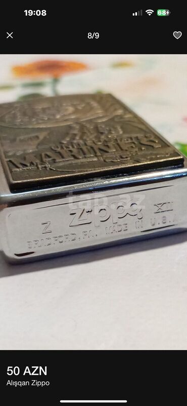 Breloklar: Metall korpuslu, benzinli (şamlı/fitilli) qapaxlı alışqan. Ön paneldə -da lalafo.az — 16 Breloklar: Metall korpuslu, benzinli (şamlı/fitilli) qapaxlı alışqan. Ön paneldə — 16