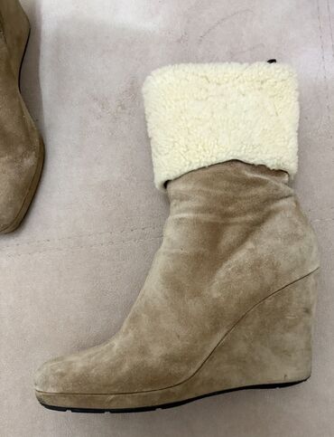 Çəkmələr: Qısaboğaz, Ölçü: 37, rəng - Bej, İşlənmiş — 4