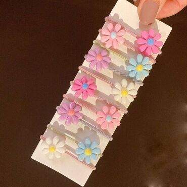 наклейки ноутбук: Резиночки для девочек, цветные цветочки - 10 шт - набор