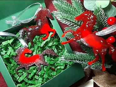 Ёлочные игрушки и шары: Набор из огненных лошадок 3 шт ёлочные игрушки, ручная работа — 3