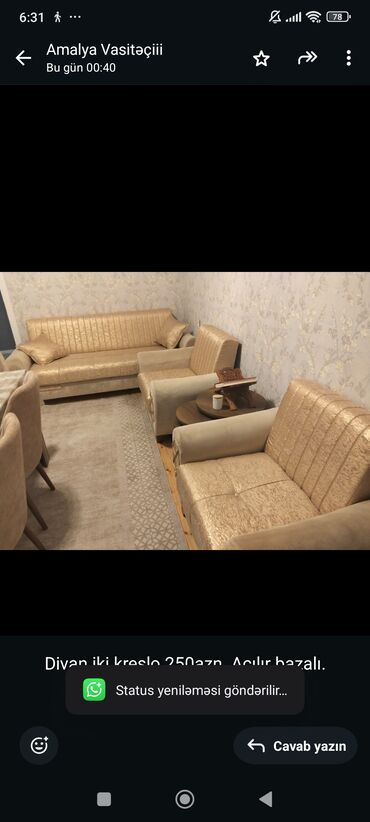 Restoran mebeli: İşlənmiş, Divan, 2 kreslo, Bazalı, Açılan