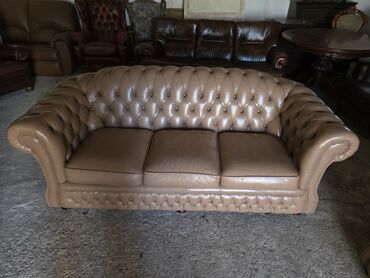 Stilske garniture: Garnitura klasičnih kožnih sofa – stil Chesterfield - Set od tri — 3