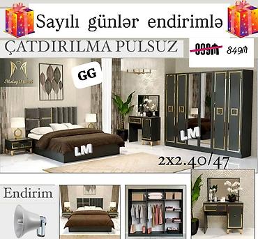 Yataq otağı mebel dəsti - Rəng: qara-qızılı akssentlərlə, modern