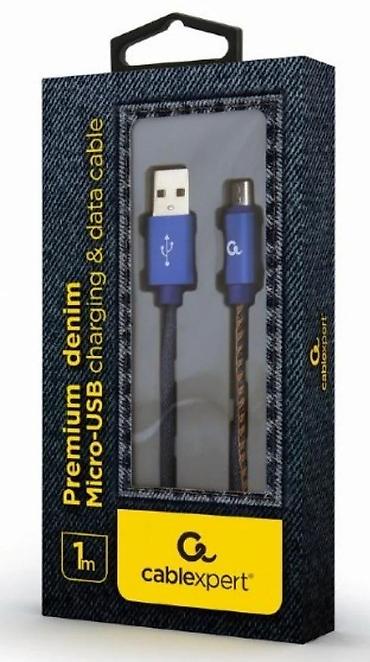 Kablovi za telefone: Cablexpert Premium Denim Micro‑USB kabl – 1 m - Tip konektora: USB‑A — 3