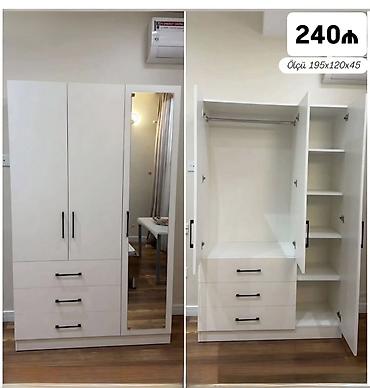 Ağ rəngli çoxfunksiyalı dolab - Ölçü: 195 x 120 x 45 sm (şəkildə