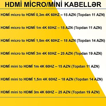 Digər kompüter aksesuarları: HDMİ Micro/Mini Kabellər ⭐HDMİ micro to HDMİ 0,3m 4K 60HZ – 15 AZN — 2
