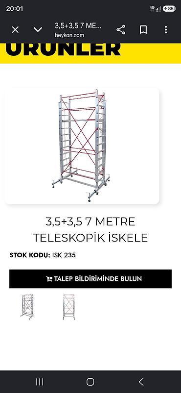 Nərdivanlar: Məhsul: Teleskopik alüminium iskelelər Variantlar və stok kodları: - — 3