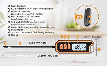 Ostala kuhinjska oprema: Digitalni kuhinjski termometar sa sondom 5,6 inča (304 nerđajući — 3
