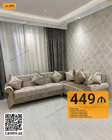 Künc divan – La Mini - Ölçü: 280 × 200 sm - Mexanizm: Açılan, bazalı