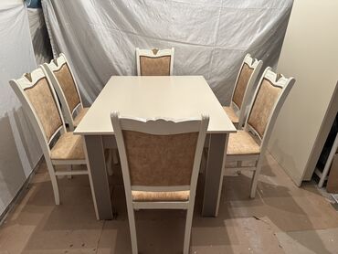 taxta stul stol: Qonaq otağı üçün, Yeni, Açılmayan, Dördbucaq masa, 6 stul, Türkiyə