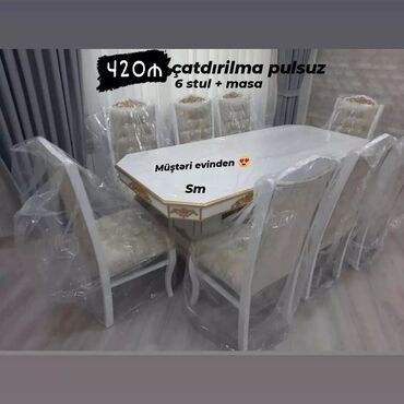 Masa və oturacaq dəstləri: Qonaq otağı üçün, Yeni, Açılmayan, Dördbucaq masa, 6 stul -da lalafo.az — 7 Masa və oturacaq dəstləri: Qonaq otağı üçün, Yeni, Açılmayan, Dördbucaq masa, 6 stul — 7