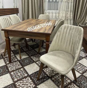 Masa və oturacaq dəstləri: Qonaq otağı üçün, Yeni, Açılmayan, Dördbucaq masa, 6 stul — 17