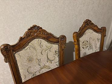 Mebel: Qonaq otağı üçün, İşlənmiş, Açılan, Oval masa, 6 stul — 5