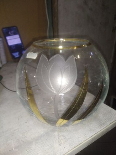 часы винтаж: Круглая ваза Богемия. Винтаж чешское стекло времён СССР