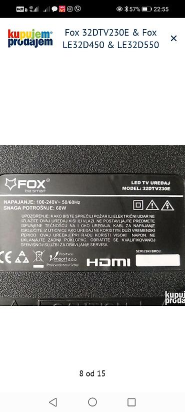 Aksesoari za TV i video: Fox 32DTV230E, Fox LE32D450 i Fox LE32D550 – delovi za televizore 32" — 9