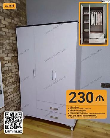 Dolablar: 3 qapılı dolab – minimalist və lakonik dizaynlı geyim şkafı — 1