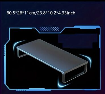 işıqlı klaviatura: Məhsul: Qara monitor/qaldırıcı/stend Ölçülər: 60.5 × 26 × 11 sm (23.8