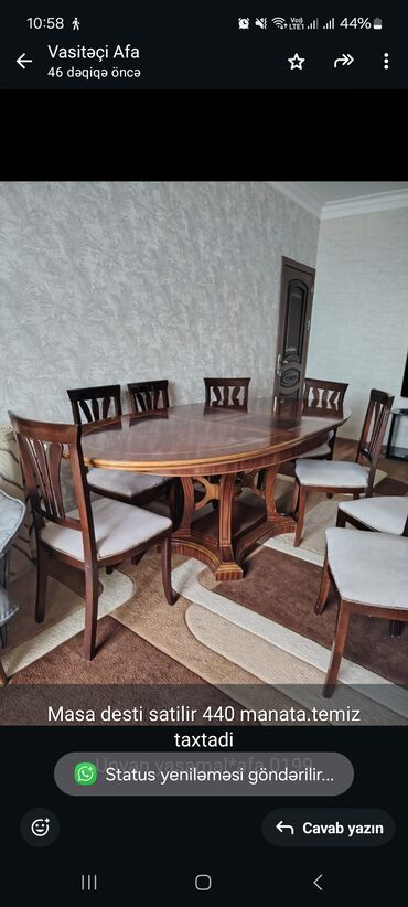 Yataq otağı dəstləri: Qonaq otağı üçün, İşlənmiş, Oval masa, 8 stul