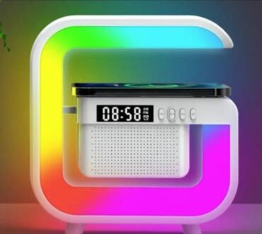 зеркало баку: RGB LED masa lampası – çoxfunksiyalı saat və simsiz şarj stansiyası