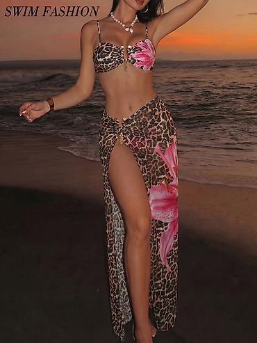 mango odeca: Ženski trodelni set za plažu – bikini + maxi pareo/suknja - Set — 5