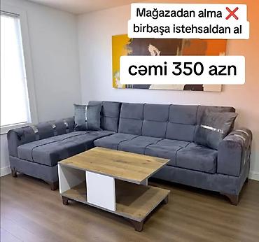 Divan və masa dəstləri: Yeni, Künc divan, Qonaq otağı üçün, Açılan — 1